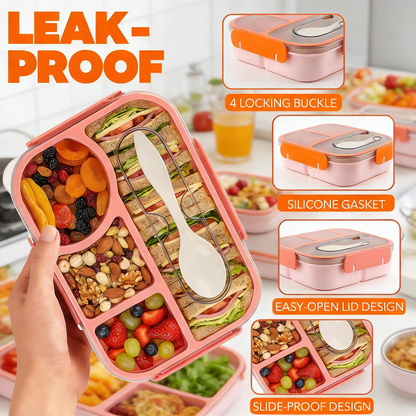 4 Compartments Lunch Box, Snack Containers Reusable Lunch Containers Drop-Proof