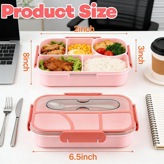 4 Compartments Lunch Box, Snack Containers Reusable Lunch Containers Drop-Proof